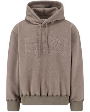 MM6 by Maison Margiela Teddy Fabric Hoodie With Embroidered Mm6 Logo - Brown
