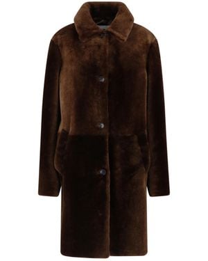 Miu Miu Cappotto In Shearling - Marrone