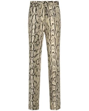Dries Van Noten Pantaloni Stampa Pitone - Neutro