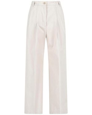 Aspesi Cream Tailored Straight-Leg Cotton Trousers - White