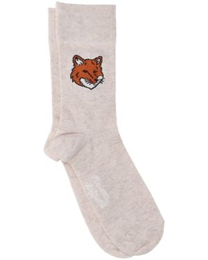 Maison Kitsuné Socks "Fox Head" - White