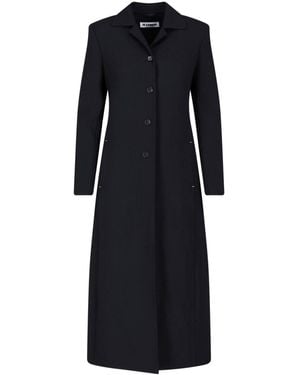 Jil Sander Single-Breasted Virgin Wool Coat - Black