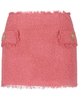 Balmain Light & Natural Wool-Blend Skirt - Pink