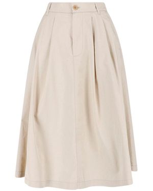 Aspesi Pleated Midi Cotton Skirt Skirt - White