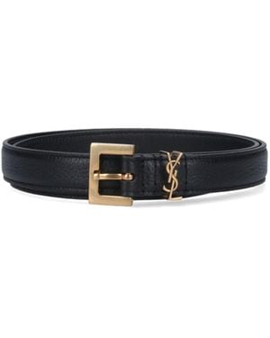 Saint Laurent Cintura Sottile "Cassandre" - Nero