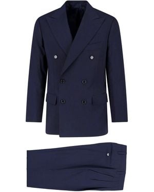 Cesare Attolini Double-Breasted Virgin Wool Suit - Blue