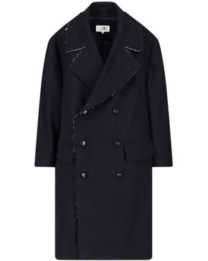 MM6 by Maison Margiela Double-Breasted Wool Coat - Blue