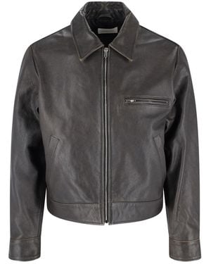 BERNER KUHL Leather Zip Jacket - Grey