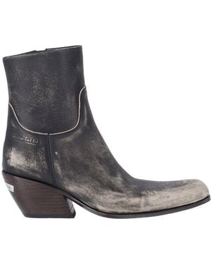 Balenciaga Distressed Leather Ankle Boots - White