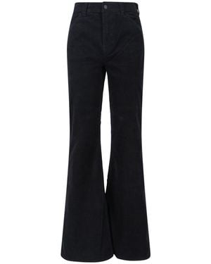 Nili Lotan High Waist Flared Trousers With Textured Fabric - Black