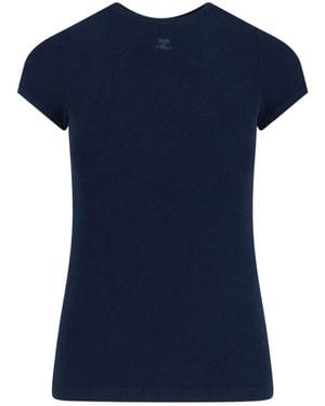 Courreges Tone-On-Tone Logo T-Shirt - Blue