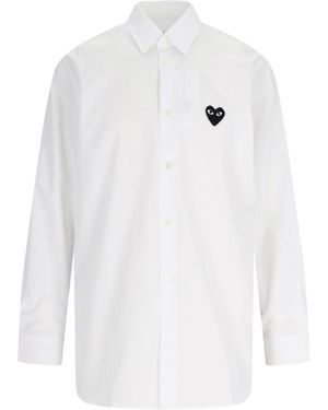 Comme des Garçons Heart Patch Button-Down Cotton Shirt - White