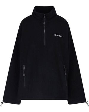 Miu Miu Fleece Logo Sweatshirt - Black