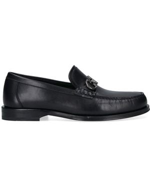 Ferragamo Smooth Leather Moccasin Toe Shoes With Polished Finish - Black