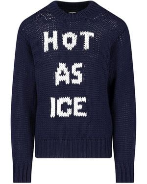 DSquared² Maglione Intarsiato In Lana - Blu
