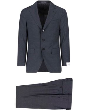 Caruso Single-Breasted Wool Suit - Blue