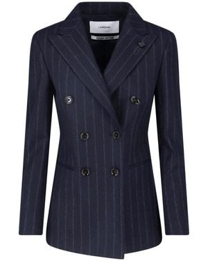 Lardini Double-Breasted Wool Blazer - Blue