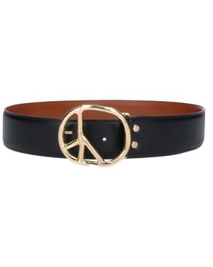 Needles Leather Belt With Peace Sign Buckle - Black