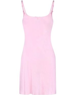 Courreges Silk Embroidered Logo Mini Dress - Pink