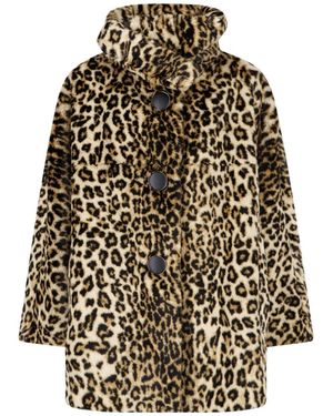 Givenchy Hooded Leopard Print Coat - White