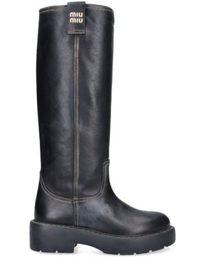 Miu Miu Leather Boots - Blue