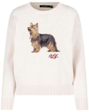 Ralph Lauren Dog Graphic Crewneck Jumper - White