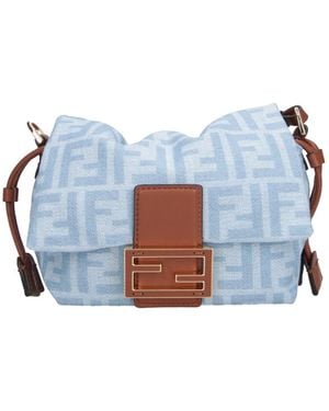 Fendi Small Shoulder Bag "Mamma Baguette" - Blue