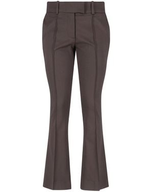 The Attico High-Waisted Bootcut Pants With Logo Detail - Gray