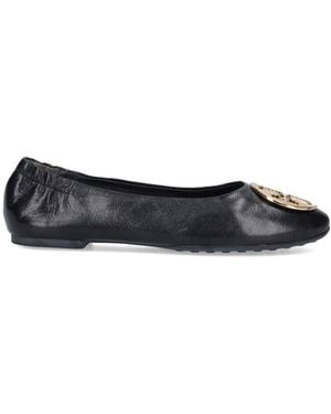 Tory Burch Leather Flat Loafers - Black