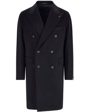 Tagliatore Double-Breasted Virgin Wool Coat - Blue