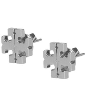 Tory Burch 90% Brass 10% Titanium Light & Natural Statement Earrings - White