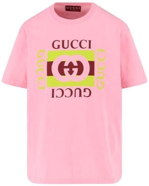 Gucci Oversized Printed Cotton-Jersey T-Shirt - Pink