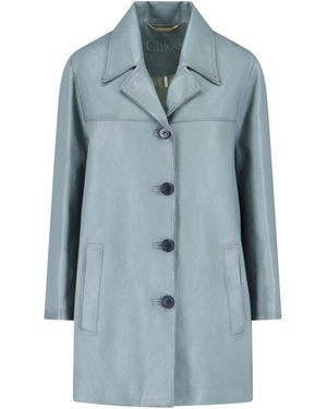 Chloé Giacca Monopetto In Pelle Di Agnello - Blu