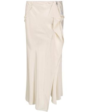 The Attico Draped Asymmetrical Midi Skirt - White