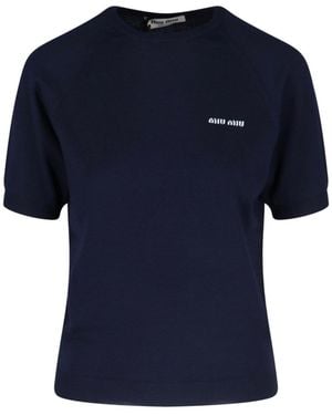 Miu Miu Logo Jumper - Blue