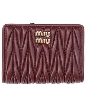 Miu Miu Quilted Nappa Wallet - Red