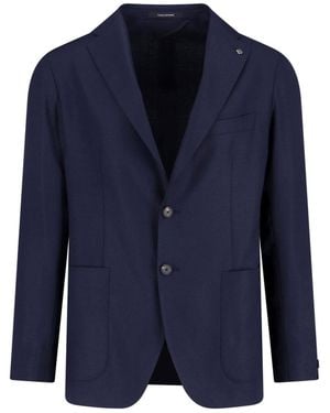 Tagliatore Single-Breasted Virgin Wool Blazer - Blue