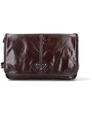 Prada Logo Shoulder Bag - Brown