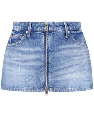 Alexander Wang Denim Mini Zip Skirt - Blue