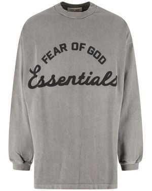 Fear Of God Inspired 100% Cotton Mini Logo T-Shirt For - Grey