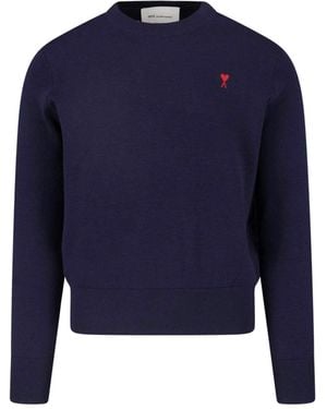 Ami Paris Ami De Caur Wool Jumper - Blue