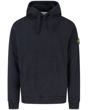 Stone Island Logo Hoodie - Blue