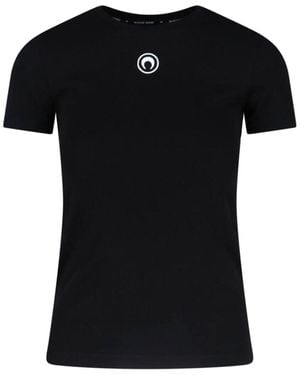Marine Serre "moon" Logo Crop T-shirt - Black