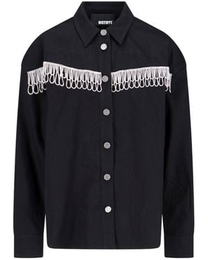 ROTATE BIRGER CHRISTENSEN Overshirt With Crystal Fringes - Black