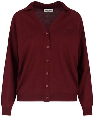 Miu Miu Virgin Wool Cardigan - Red