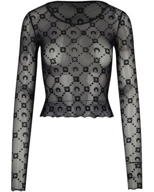 Marine Serre Moonogram" Crop Top - Black