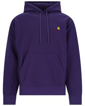 Carhartt Felpa Cappuccio "American Script" - Viola