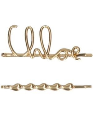 Chloé Set Of 2 Hair Clips "Iconic" - White