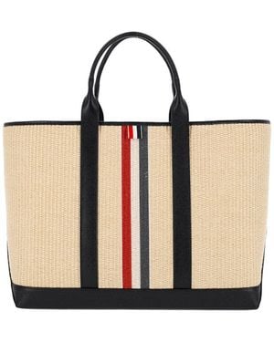 Thom Browne Medium Tote Bag “Rwb” - Natural