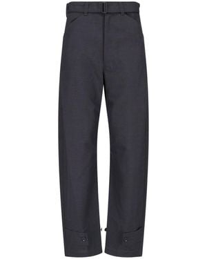 Lemaire Cropped Wide-Leg Adjustable Trousers - Blue